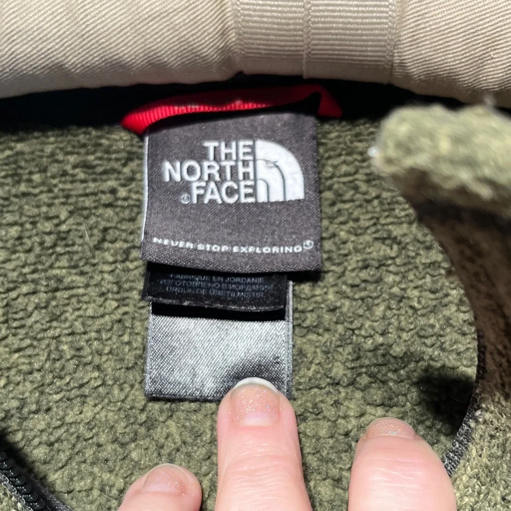 The North Face Quarter Zip Pullover Fleece Sweater Green Sz LG